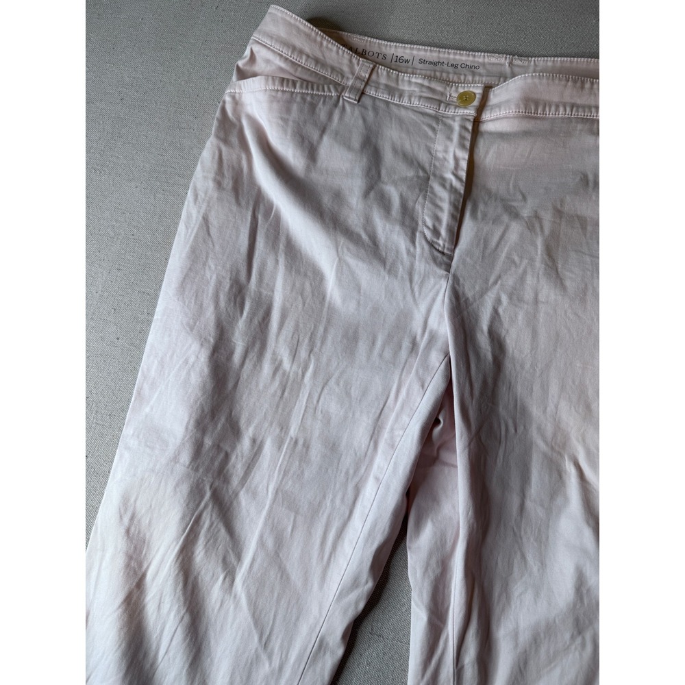 Talbots Womens 16W‎ Straight Leg Chino Pants Light Pink Cotton Blend Stretch